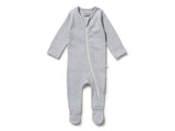 Wilson & Frenchy - Organic Stripe Rib Zipsuit With Feet (Rain Drop)