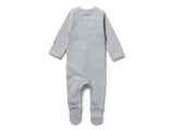 Wilson & Frenchy - Organic Stripe Rib Zipsuit With Feet (Rain Drop)