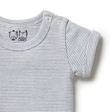 Wilson & Frenchy Organic Stripe Rib Bodysuit (Rain Drop)