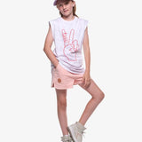 The Girl Club Sherbet Pink Denim Simple Shorts