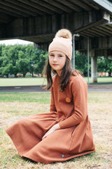 GRLFRND Maple Waffle Cotton Gathered Waist Dress