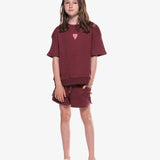 The Girl Club Dark Plum Rib Simple Shorts