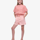 The Girl Club Sherbet Pink Denim Simple Shorts