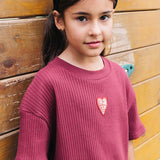 The Girl Club Dark Plum Rib Crop Tee