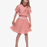 The Girl Club Checker Muslin Elastic Waist Top