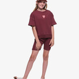The Girl Club Dark Plum Rib Crop Tee