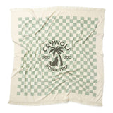 Cry Wolf Supersized Square Towel - Seagrass Checkered