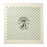 Cry Wolf Supersized Square Towel - Seagrass Checkered