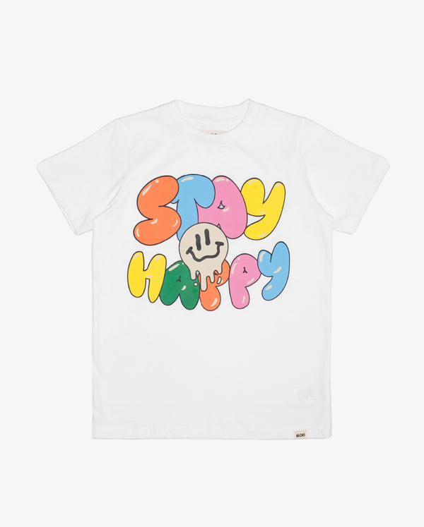 Band Of Boys Stay Happy White Tee
