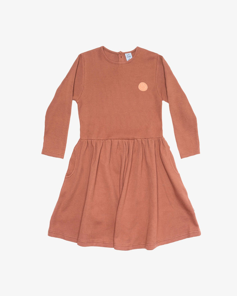 GRLFRND Maple Waffle Cotton Gathered Waist Dress